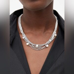 DAVID YURMAN Four Row Silver Pearl Necklace
